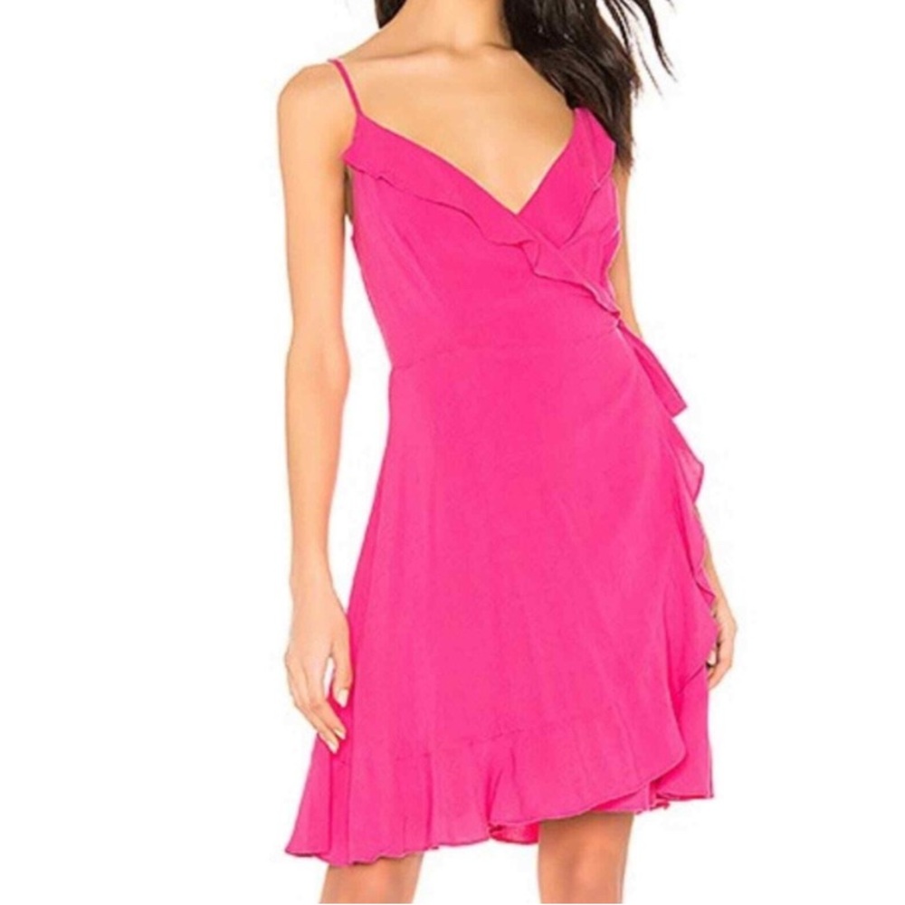 Cupcakes & Cashmere Pink Mini Ruffle Wrap Dress